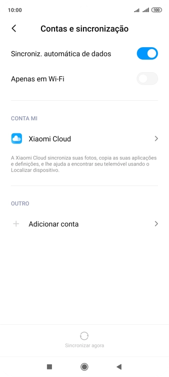 Prima Adicionar conta.