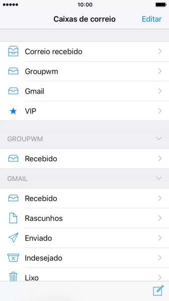 Prima a conta de e-mail pretendida.
