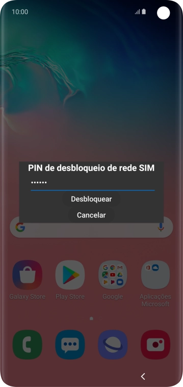 Introduza o código de desbloqueio e prima Desbloquear.