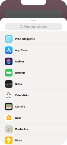 Prima o widget pretendido.