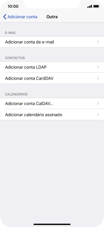 Prima Adicionar conta de e-mail.