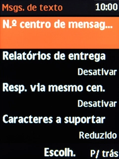Escolha Nº centro de mensag....