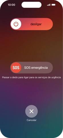Prima o ícone para desligar e arraste-o para a direita.