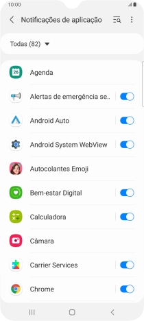 Prima o indicador junto às apps pretendidas para ativar ou desativar a função.