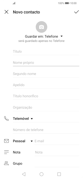 Prima Nome próprio e introduza o nome pretendido.