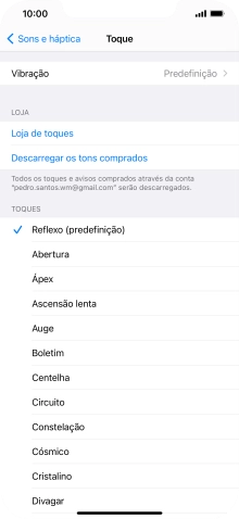 Prima os tons de toque pretendidos para os ouvir.