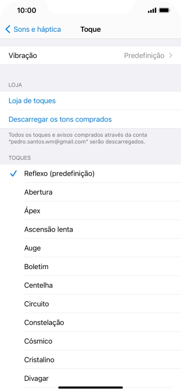 Prima os tons de toque pretendidos para os ouvir.