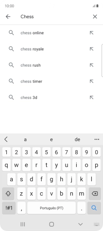Introduza o nome ou categoria da app pretendida e prima o ícone para pesquisar.