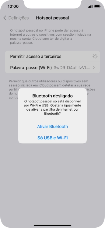 Se o Wi-Fi estiver ativado, prima Só USB e Wi-Fi .