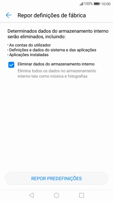 Prima REPOR PREDEFINIÇÕES.