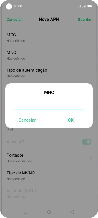 Introduza 01 e prima OK.