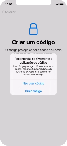 Se desativar a função, prima Não usar código.