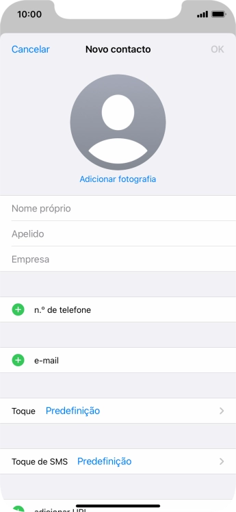 Prima Nome próprio e introduza o nome próprio.