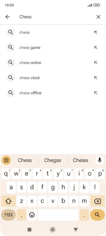 Introduza o nome ou categoria da app pretendida e prima o ícone para pesquisar.