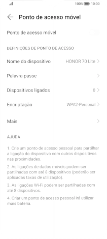 Prima Nome do dispositivo, e introduza o nome pretendido do hotspot Wi-Fi.