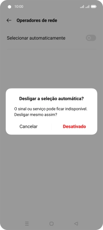 Prima Desativado para desativar a função e aguarde enquanto o telefone procura as redes.