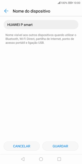 Introduza o nome pretendido do hotspot Wi-Fi e prima GUARDAR.