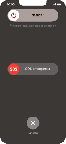 Prima o ícone para desligar e arraste-o para a direita.