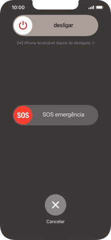Prima o ícone para desligar e arraste-o para a direita.