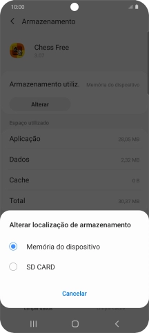 Prima o nome do cartão de memória.