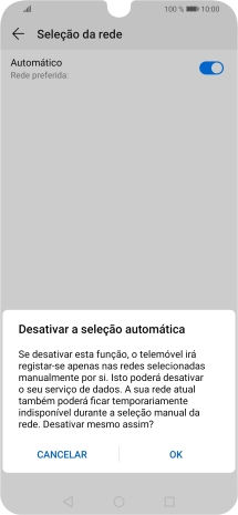 Prima OK e aguarde enquanto o telefone procura as redes.