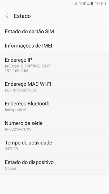 Prima  Informações de IMEI.