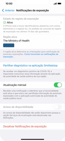 Prima Estado do registo de exposição.