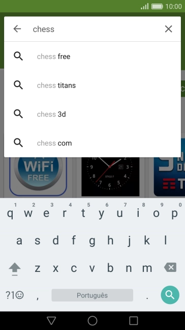 Introduza o nome ou categoria da app pretendida e prima o ícone para pesquisar.