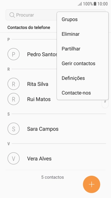 Prima Gerir contactos.