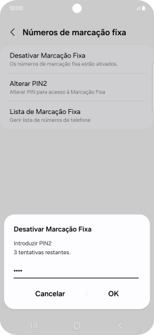 Introduza o código PIN2 e prima OK.