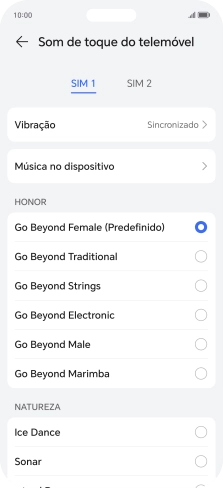 Prima os tons de toque pretendidos para os ouvir.