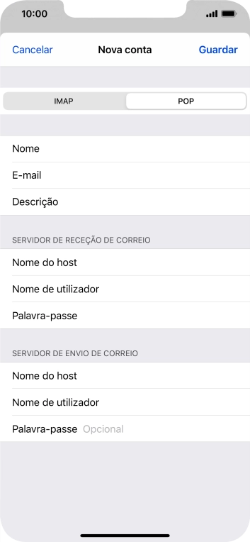 Prima Palavra-passe e introduza a password da sua conta de e-mail.
