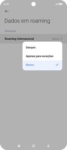 Prima a definição pretendida para ativar ou desativar a função.