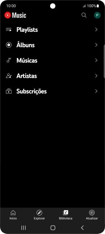 Prima a categoria pretendida e dirija-se ao ficheiro de música pretendido.