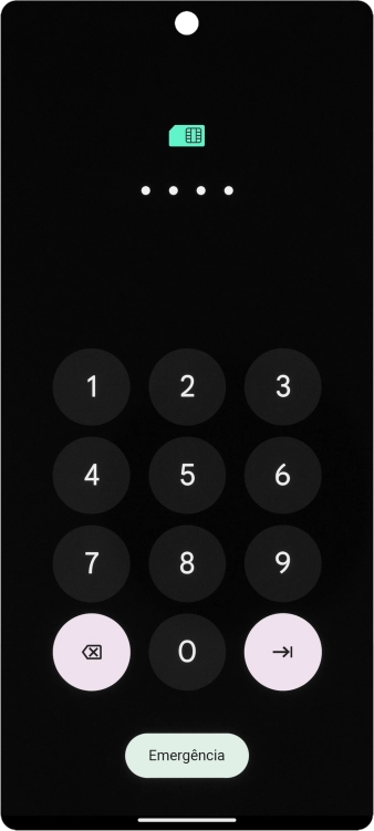Se o cartão SIM estiver bloqueado, deve introduzir o seu código PIN e premir a seta para a direita.
