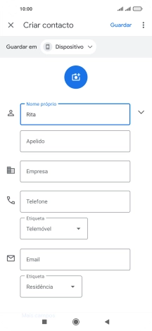 Prima Apelido e introduza o apelido.