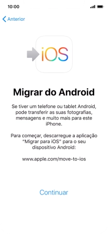 Antes de ser possível transferir conteúdo para o seu telefone, é necessário instalar a app 