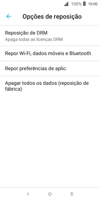 Prima Apagar todos os dados (reposição de fábrica).