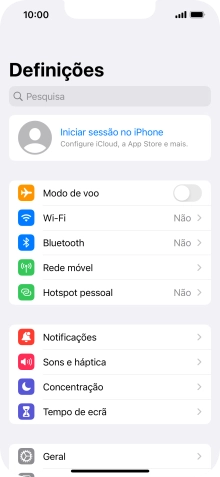 Prima Iniciar sessão no iPhone.