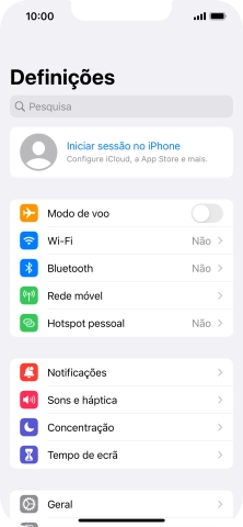 Prima Iniciar sessão no iPhone.