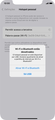 Se o Wi-Fi estiver desativado, prima Ativar Wi-Fi e Bluetooth.