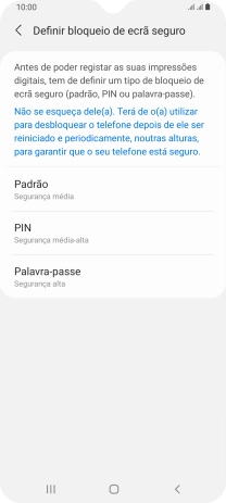 Prima o código de bloqueio do telefone pretendido e siga as indicações no ecrã para estabelecer um código de bloqueio adicional.