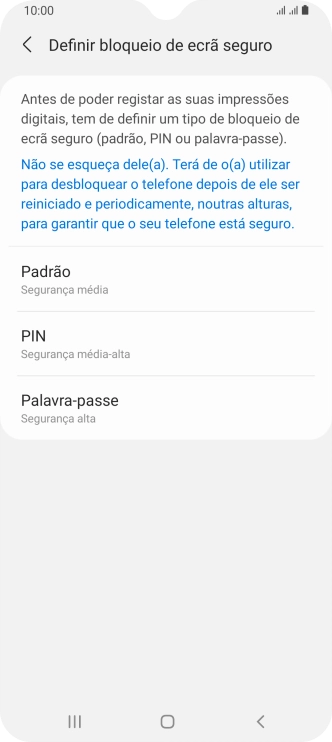 Prima o código de bloqueio do telefone pretendido e siga as indicações no ecrã para estabelecer um código de bloqueio adicional.
