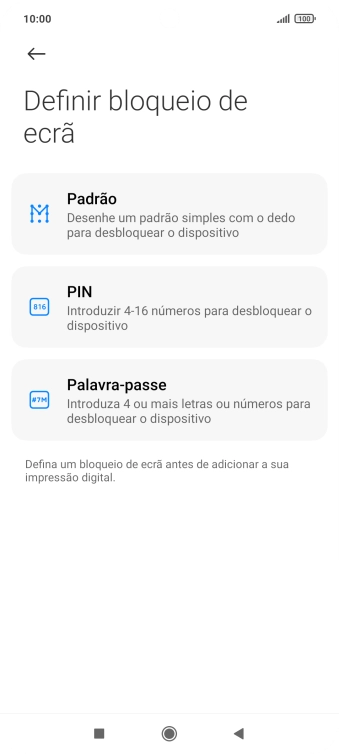 Prima o código de bloqueio do telefone pretendido e siga as indicações no ecrã para estabelecer um código de bloqueio adicional.