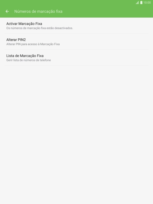 Prima Activar Marcação Fixa para ativar a marcação permitida.
