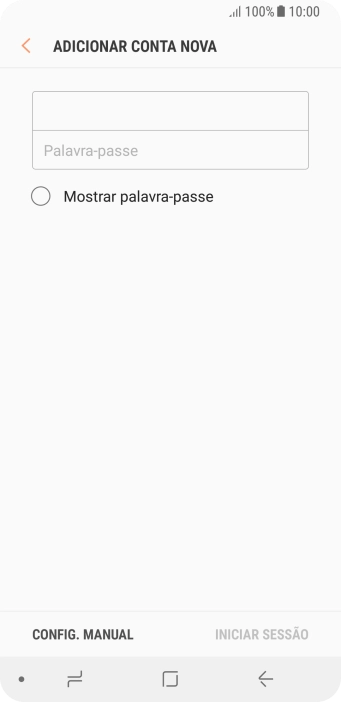 Prima Palavra-passe e introduza a password da sua conta de e-mail.
