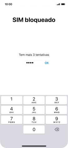 Se o cartão SIM estiver bloqueado, deve introduzir o código PIN e premir OK.
