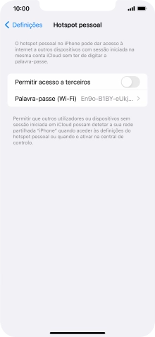 Prima Palavra-passe (Wi-Fi) e introduza a password pretendida.