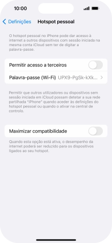 Prima Palavra-passe (Wi-Fi) e introduza a password pretendida.