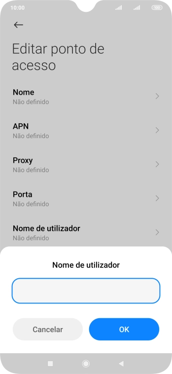 Introduza vodafone e prima OK.